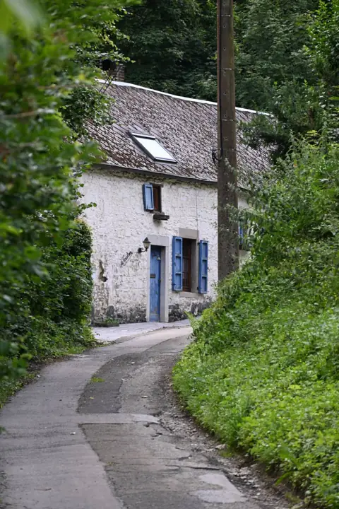 Village street, circled: in the post